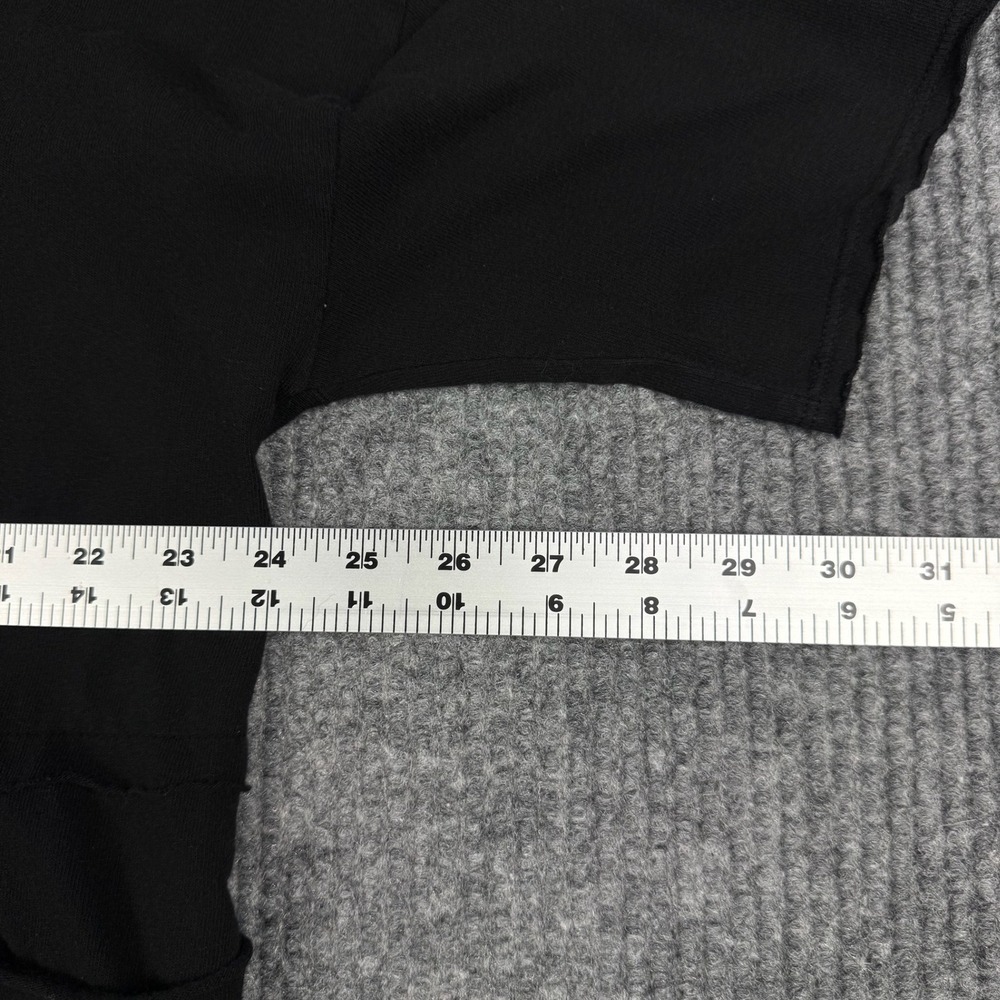 Fenini Top Womens M Black Asymmetric Raw Hem Pocket Short Sleeve USA Made Cotton - Picture 9 of 10